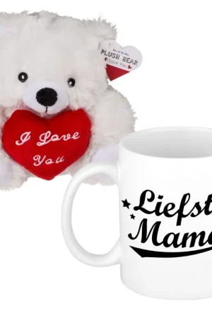 Moederdagcadeau - knuffelbeer met mok - liefste mama Betrouwbaar