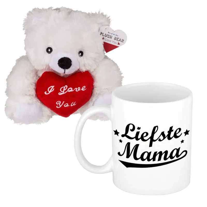 Moederdagcadeau - knuffelbeer met mok - liefste mama Betrouwbaar