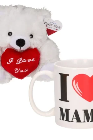 Rechtstreeks Van De Fabrikant Moederdag knuffelbeer met mok - cadeau - pluche
