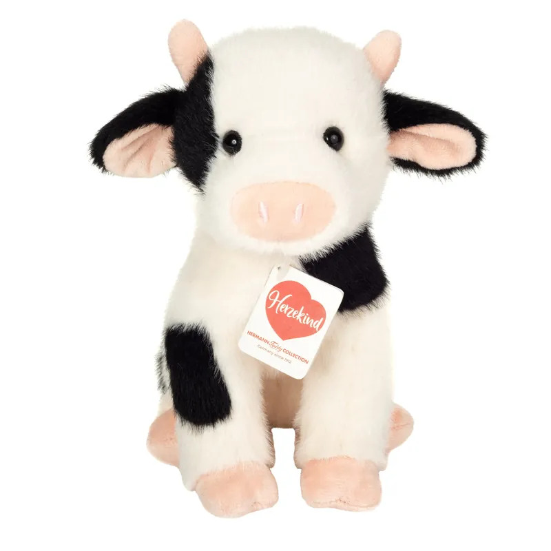 Koe knuffel - zacht pluche - zwart/wit - 25 cm - Hermann Teddy Beperkt Aanbod