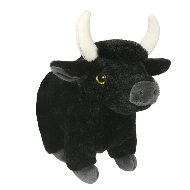 Must-Have Sandy stier/koe knuffel - pluche - 21 cm - zwart - koeienknuffel - boerderijdier