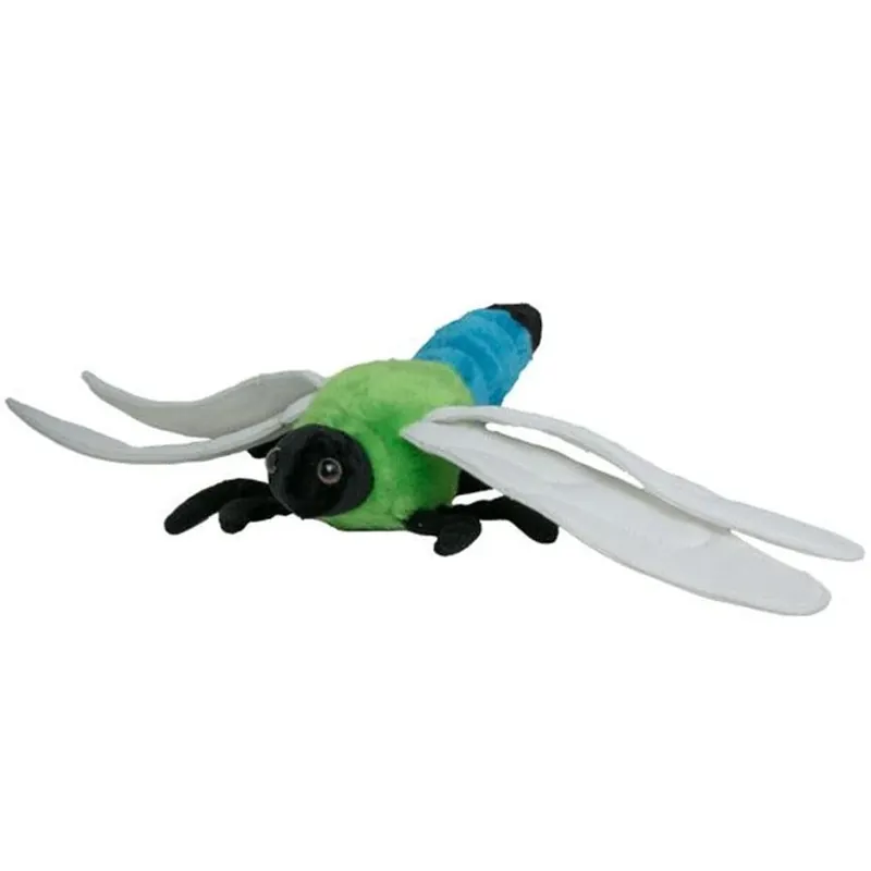 Nature Planet libelle knuffel - pluche - groen/blauw - 20 cm Actieprijs