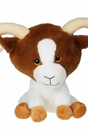 Superprijs Geit bok knuffel - pluche - bruin/wit - 30 cm - dierenknuffel