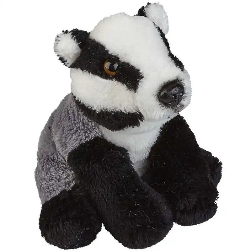 Das knuffel - pluche - 15 cm - zwart/grijs - bosdieren Direct Verzonden