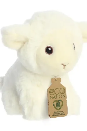 Aurora knuffel schaap - pluche - 13 cm - lammetje - boerderij knuffel Gecertificeerd