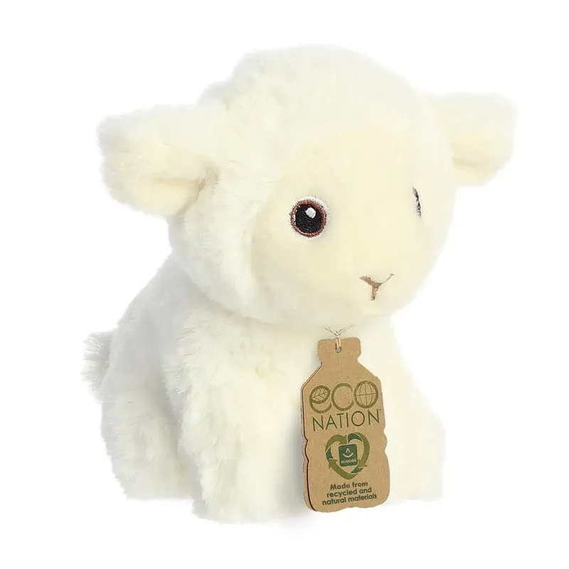 Aurora knuffel schaap - pluche - 13 cm - lammetje - boerderij knuffel Gecertificeerd