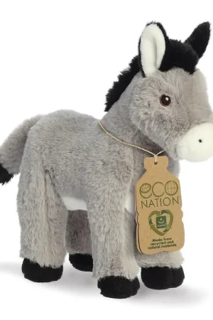 Aurora Eco Nation ezel knuffel - pluche - 28 cm - grijs - boerderijdier Lage Kosten