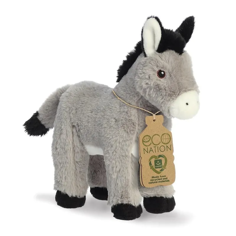 Aurora Eco Nation ezel knuffel - pluche - 28 cm - grijs - boerderijdier Lage Kosten