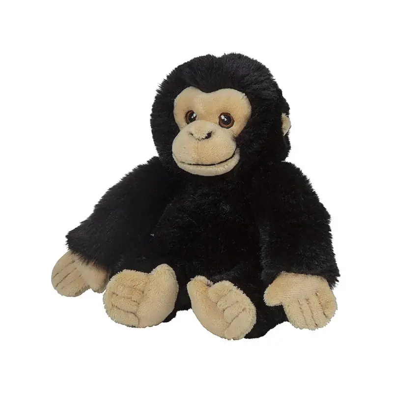 Gecertificeerd Nature Planet chimpansee knuffel - pluche - 16 cm - zwart