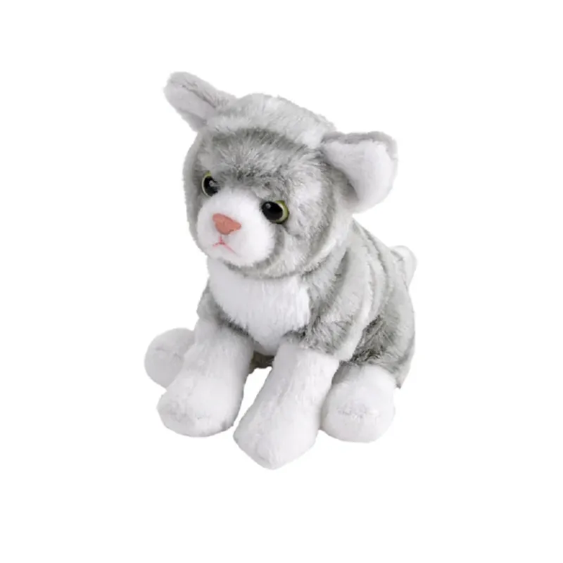 Wild Republic kat knuffel - pluche - grijs - 13 cm - poes Laatste Versie