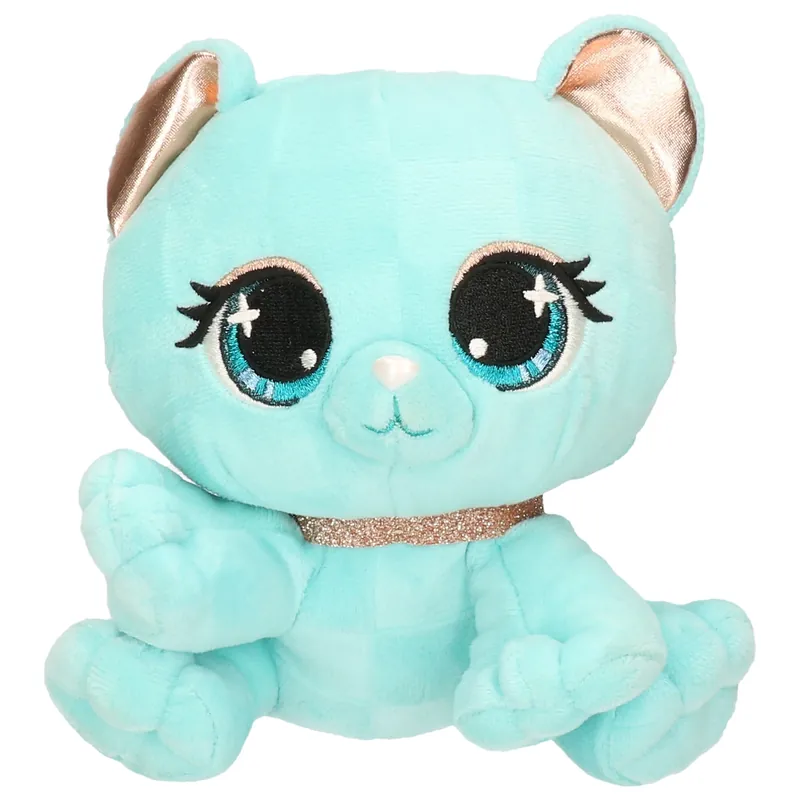 P-Lushes Pets kat/poes - pluche knuffel - aqua blauw - 15 cm Nieuw