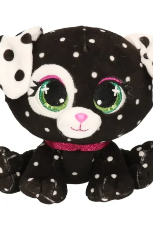 P-Lushes Pets knuffel hond - pluche - zwart/wit - 15 cm Nieuw
