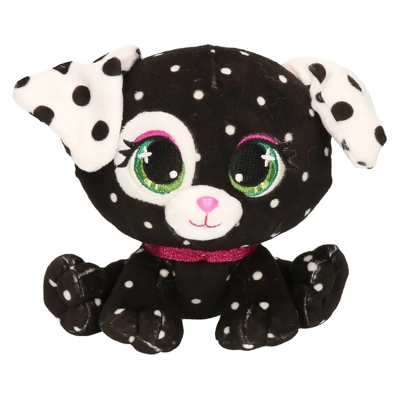 P-Lushes Pets knuffel hond - pluche - zwart/wit - 15 cm Nieuw