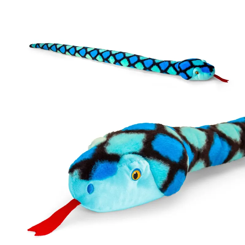 Voordeelprijs Keel Toys slang knuffel - blauw pluche - 100 cm - reptiel