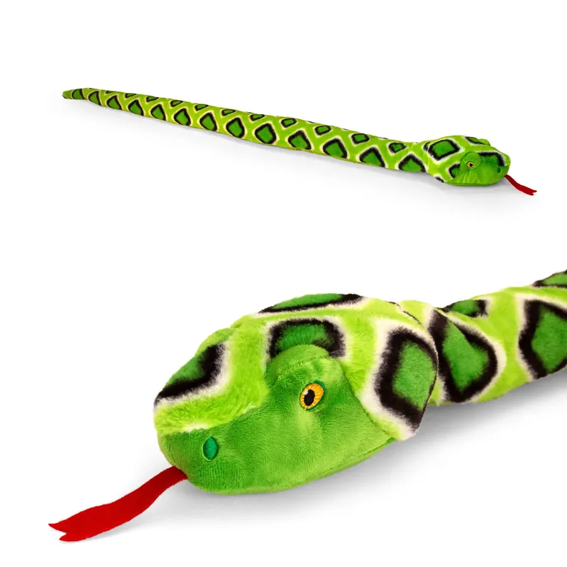 Hoge Kwaliteit Keel Toys slang knuffel - pluche - groen - 100 cm - reptiel