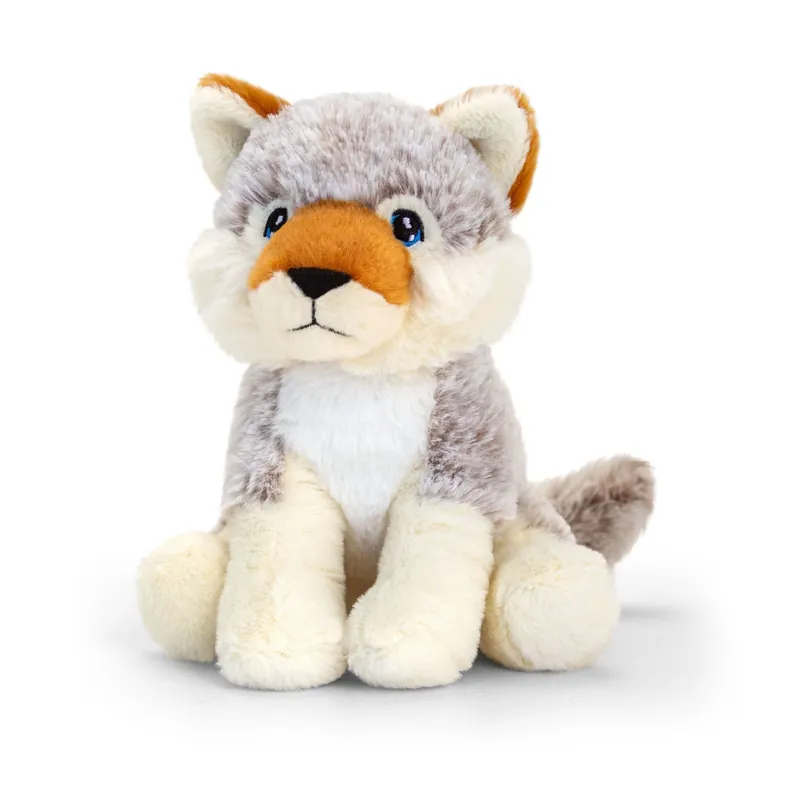 Keel Toys wolf knuffel - grijs - pluche - 18 cm - dierenknuffel Speciale Aanbieding