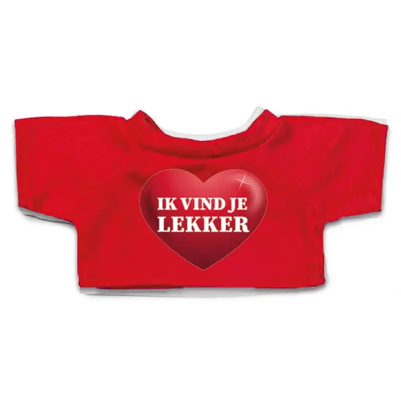 Knuffel kleding - rood shirt met hartje - maat M Betrouwbaar