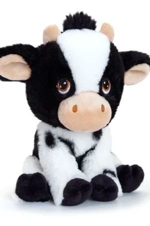 Op = Op Koe knuffel - pluche - zwart/wit - 18 cm - boerderij dier