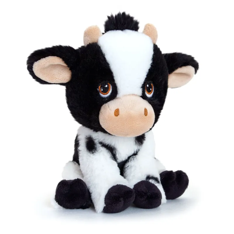 Op = Op Koe knuffel - pluche - zwart/wit - 18 cm - boerderij dier