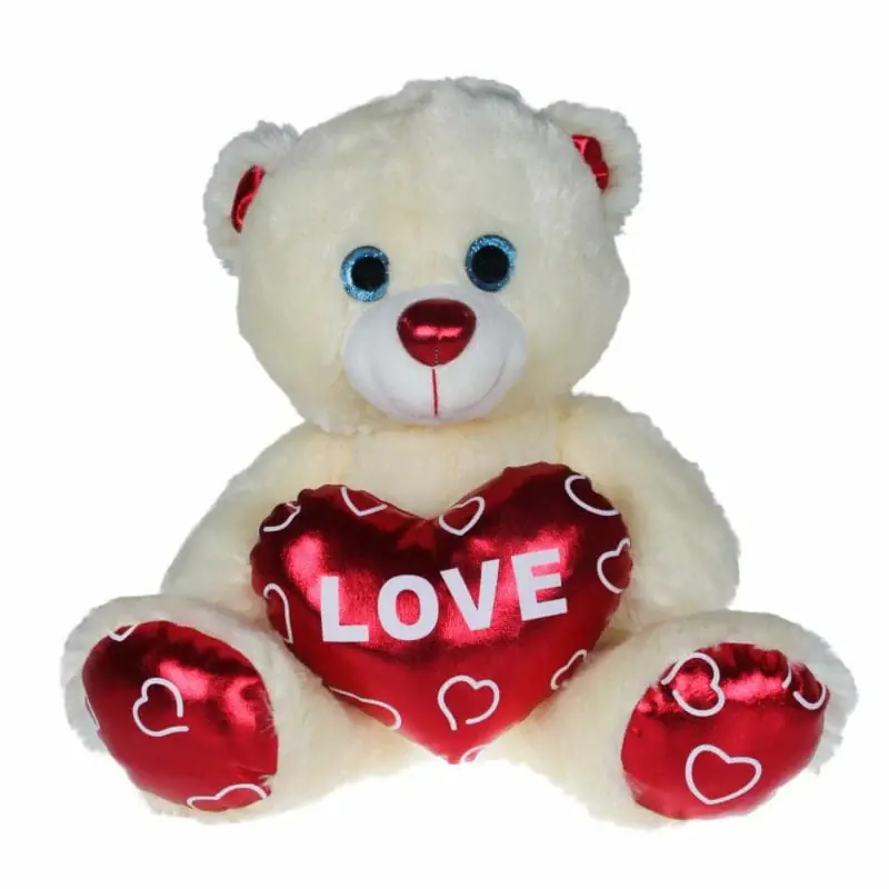 Kruger pluche knuffelbeer - wit/rood - Love hart - 60 cm Koopje