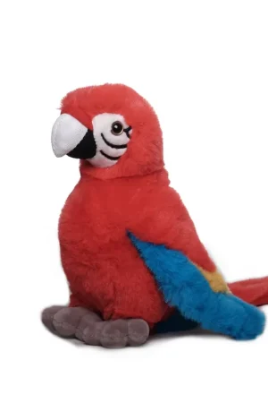 Flitsaanbieding Inware papegaai knuffel - pluche - 20 cm - rood/blauw - ara - vogelknuffel