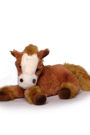 Bestseller Pluche paard knuffel - liggend - bruin - 30 cm