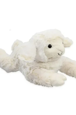 Actieprijs Inware pluche lammetje knuffel - wit - liggend - 28 cm