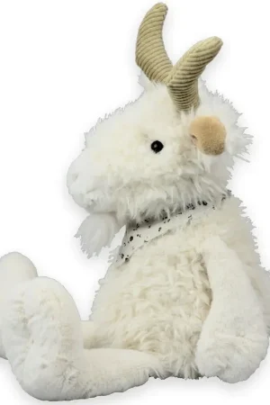 Dagaanbieding Imware geiten knuffel - wit - zittend - 19 cm - pluche