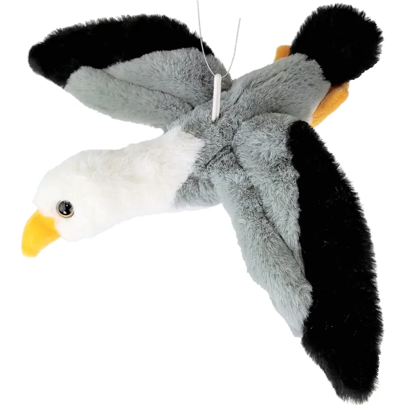 Lage Kosten Inware zeemeeuw knuffel - pluche - grijs/wit/zwart - 25 cm
