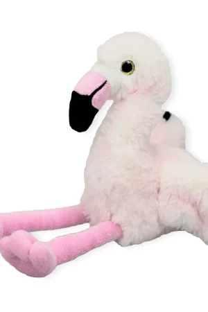 Voordeelprijs Inware flamingo knuffel - pluche - roze - zittend - 16 cm