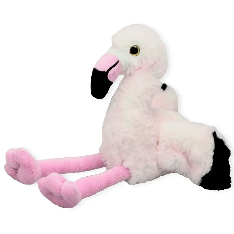 Voordeelprijs Inware flamingo knuffel - pluche - roze - zittend - 16 cm
