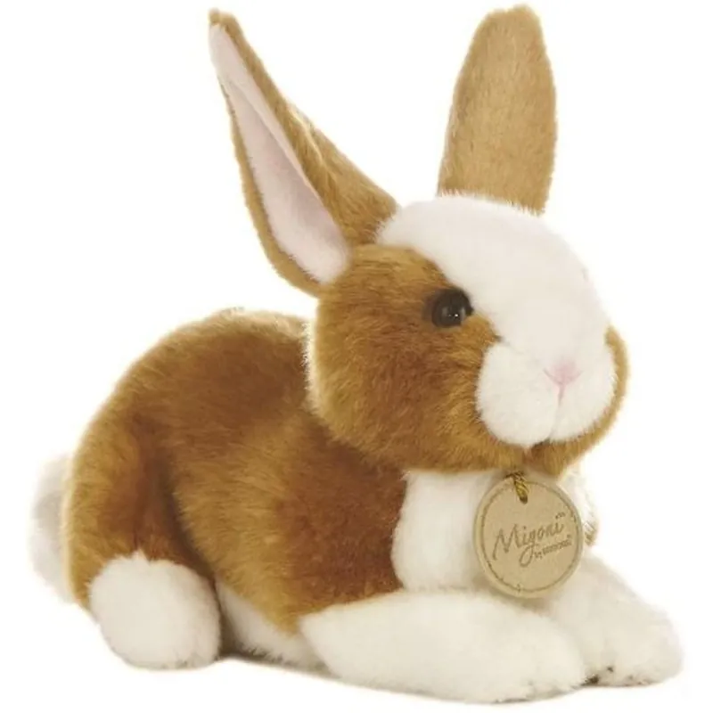 Betrouwbaar Pluche konijn knuffel - lichtbruin/wit - 20 cm - bosdieren