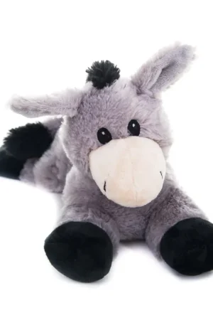 Warmte/koelte knuffel ezel - grijs - 30 cm - pluche Seizoensaanbieding