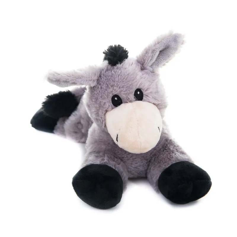 Warmte/koelte knuffel ezel - grijs - 30 cm - pluche Seizoensaanbieding