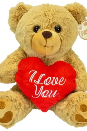 Dino Puppets Valentijn knuffel beertje - pluche - 26 cm - I Love You Dagaanbieding