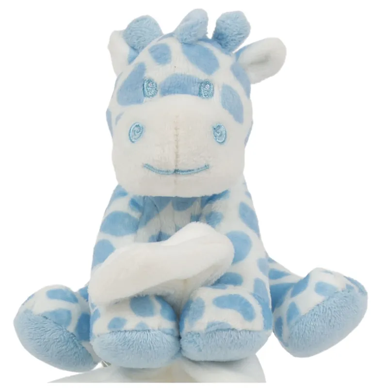 Suki Gifts giraffe knuffeldoekje - pluche - blauw/wit - 30 cm Korting