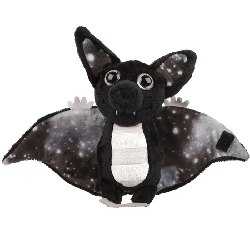 Pluche vleermuis knuffel - zwart/wit - 17 cm - glow in the dark Aanbieding