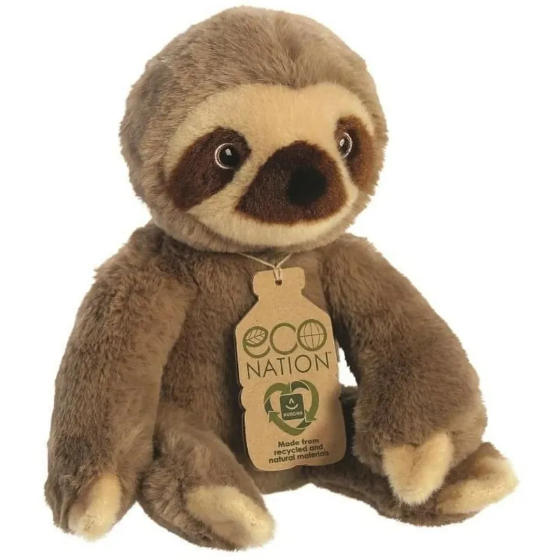 Aurora Eco Nation luiaard knuffel - pluche - 24 cm - bruin Direct Verzonden