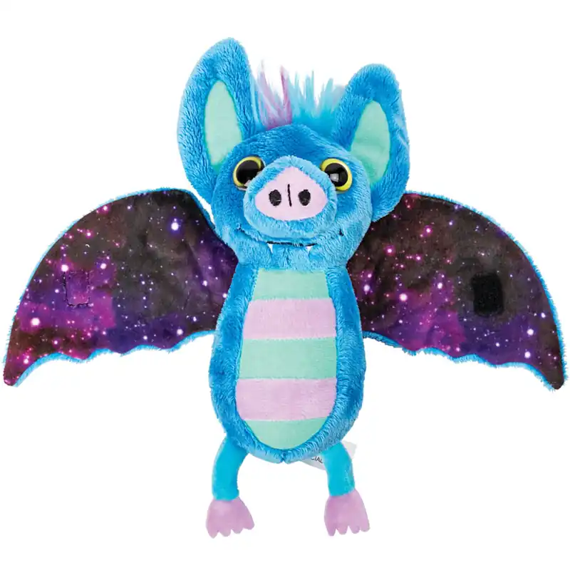 Veilige Betaling Pluche vleermuis knuffel - lichtblauw/paars - 17 cm - glow in the dark