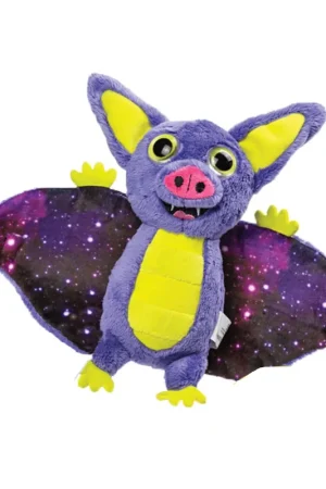Vleermuis knuffel - pluche - paars/geel - 17 cm Gratis Retour