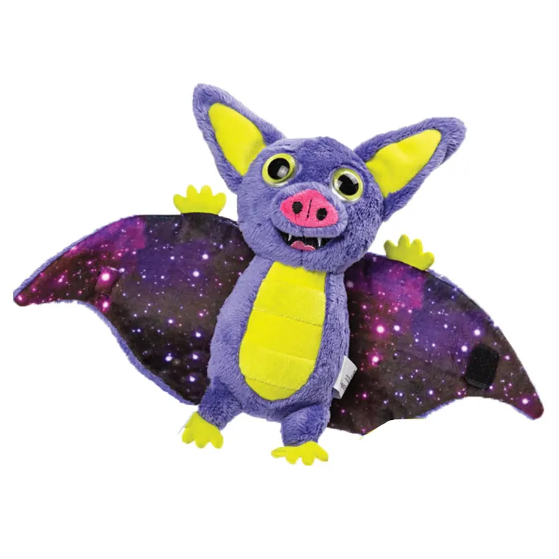 Vleermuis knuffel - pluche - paars/geel - 17 cm Gratis Retour