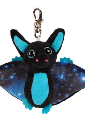 Betrouwbaar Pluche vleermuis knuffel - zwart/blauw - 9 cm - sleutelhanger