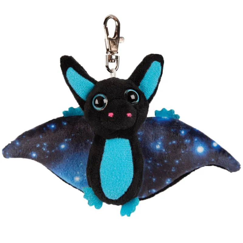 Betrouwbaar Pluche vleermuis knuffel - zwart/blauw - 9 cm - sleutelhanger