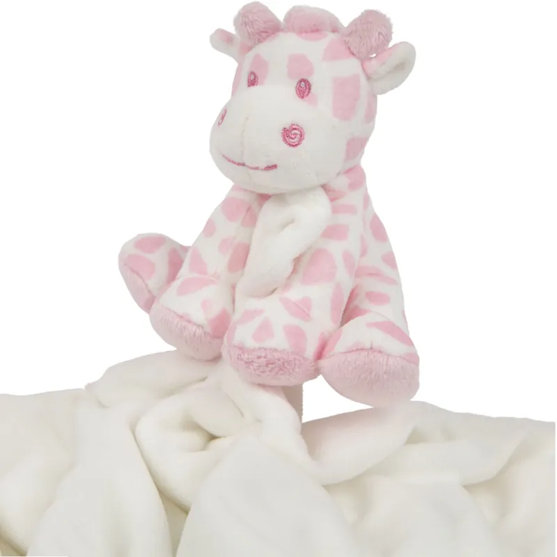 Suki Gifts giraffe knuffel - pluche tuttel doekje - roze/wit - 30 cm Gratis Retour