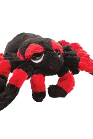 Betaalbaar Pluche tarantula knuffel - zwart/rood - 13 cm - speelgoed