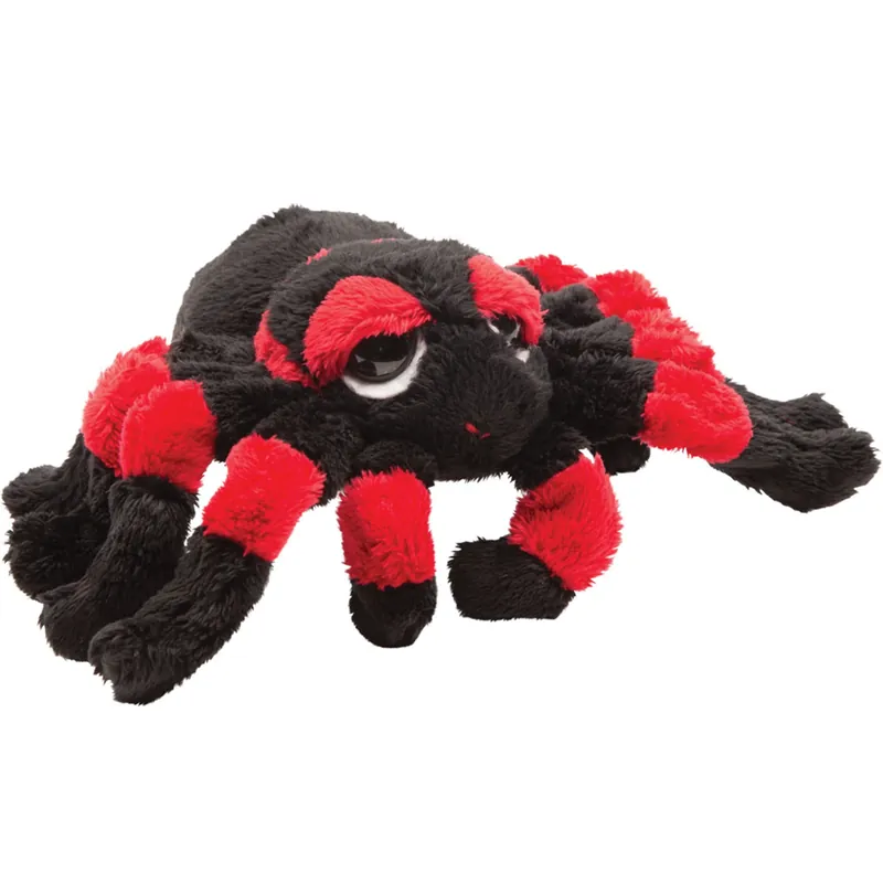 Betaalbaar Pluche tarantula knuffel - zwart/rood - 13 cm - speelgoed