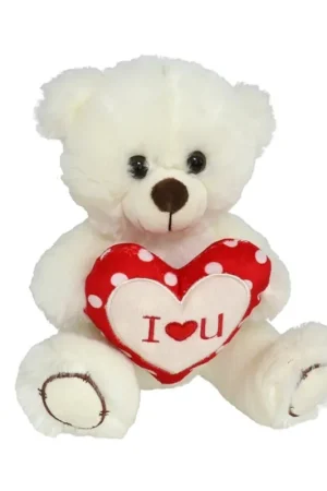 Direct Beschikbaar Pluche knuffelbeer - wit/rood - I Love hartje - 30 cm
