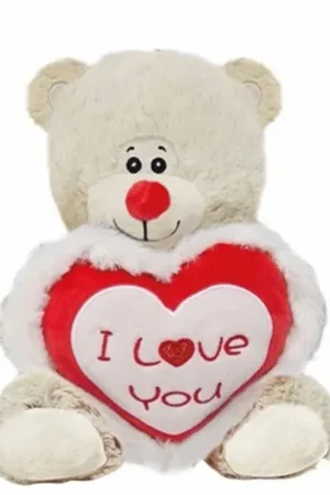 Goedkoop Pluche knuffelbeer - wit - I Love You hartje - 30 cm