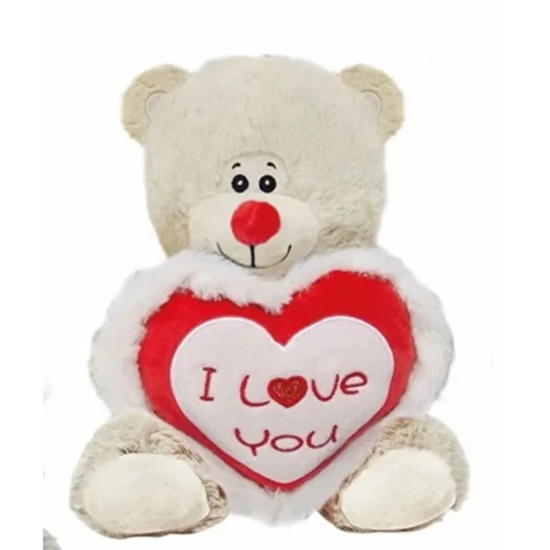Goedkoop Pluche knuffelbeer - wit - I Love You hartje - 30 cm