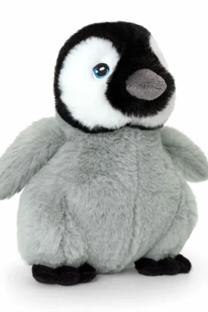 Populair Keel Toys pinguin kuiken knuffel - grijs/zwart - 25 cm